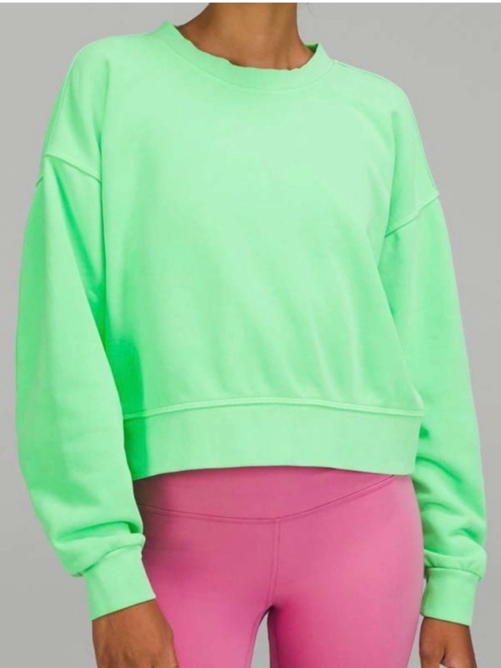 lululemon athletica Bright Green Cropped Crewneck Sweatshirt